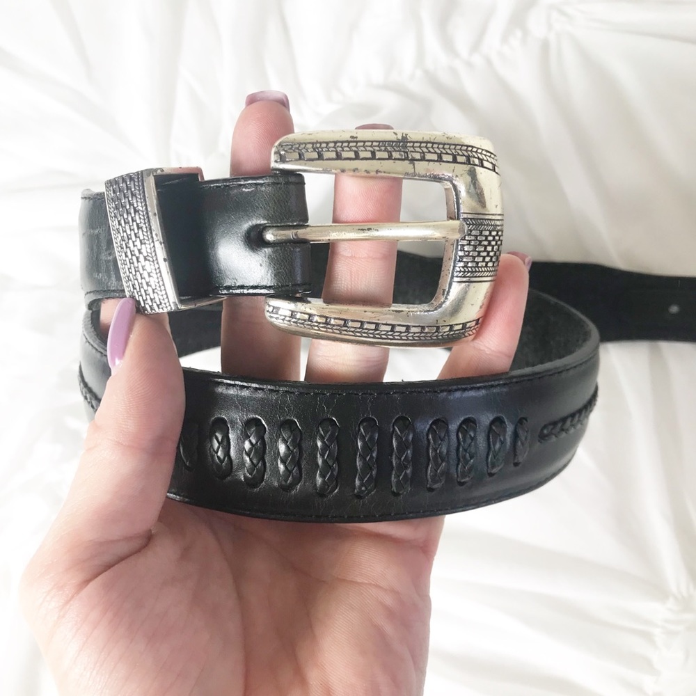 Black Distressed Western Belt